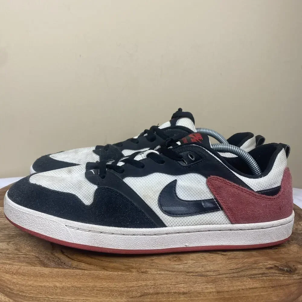 Nike Alleyoop SB White University Red Mens Black White Red Size 12 Low Top Shoes